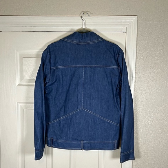 Montgomery Ward Blue Dagger Collar Shirt Jacket Vintage 60s 70s Denim Womens 16 - Picture 2 of 10